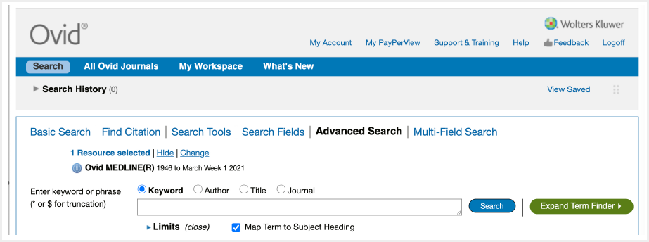 Screenshot of new term finder search option. Watch a short demo video.